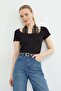 Lace Halter Neck Slim Fit Blouse - 2