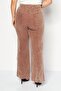 Women Regular Fit Textured Pants, Brown - 2