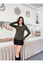 Meva Kayik Zero Collar Side Ruched Long Sleeve Stylish T-Shirt Bluz - 4