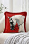 White Horse Portrait on Red Background Patterned Fringed Throw Pillow Cover Modern Decorative Pillowcase - 2
