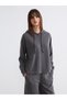 Gray Corded Fabric Lace-Up Women's Hoodie