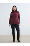 Two Mt Shop Quality Soulife Burgundy Combed Cotton Plain Tight & Slim Long Sleeve Women's Bodysuit - 6