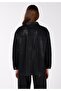 Oversized Fit Classic Collar Women's Black Long Sleeve Shirt - 2