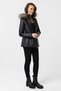 Black Serena Detachable Fur Hooded Insulated Zippered Slim Fit Women's Genuine Leather Coat - 3