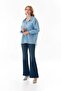 Striped Crepe Fabric Single Pocket Long Loose Shirt on the Back - 2