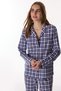 Dark Blue Colored Gingham Cotton Shirt and Pants Pajama Set - 2