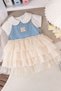 My Little One's Baby Girl Set with Denim Gilet and Lace Skirt - Baby Blue - 2