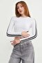 Crew Neck Sleeves Piped Detail Crop Body