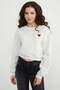 3 Thread Heart Embroidered Crop Sweatshirt - 4