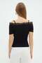 Lace Strap Detailed Boat Neck Blouse - 7