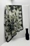 Cloud Pattern Soft Cotton Textured Dark Green Scarf, Non-Slip, Firmly Structured, Needle-Free Use, Anti-Sweat 95X95 - 4