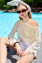 Mesh Knitted Boat Neck Knitwear Blouse - 2