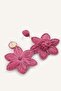 Women's Floral Design Dangle Fuchsia Earrings H6133Axns - 4