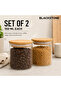 Glass Jar Set 2 PCS 550ml with Bamboo Lid - Airtight Borosilicate Pantry Storage for Kitchen Cafe - 2
