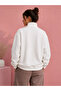 Half Zipper Stand Collar Heart Printed White Women's Sweatshirt - 3