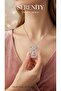 Drop Bow Figure Pink Zircon Stone Steel Necklace - 2