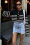 Black Crew Neck Front Gold Button Striped Women's Knitwear Sweater Mg1647