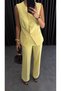 Women's Vest and Trousers Two-Piece Set with Button Detail Ci̇v Ci̇v Yellow - 6