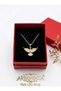 Steel Phoenix Pendant Gold Color Stone Necklace - 4