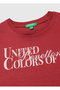 Girl's Red 100% Organic Cotton Short Sleeve T-Shirt with Embroidery on the Front - 3