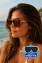 Unisex Brown Glass Leopard Body Sunglasses with Gold Handle Detail
