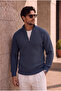Nolan Oversize Thessaloniki Knit Half-Zip Men's Knitwear Sweater - Indigo
