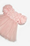 Salmon Rose Textured Tulle Skirted Girl's Dress - Dara - 3