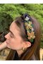 Bym8006 Handcrafted Floral Black Women's Hair Crown Henna Engagement Evening Dress Hair Accessory - 6