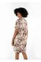 Patterned Buttoned Stand-Collar Comfort Dress (B24-384 00) - 4