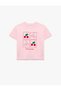 Cotton Short Sleeve Crew Neck Cherry Printed T-Shirt - 2