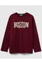 Boy's 3Jerc10Qo-25K Long Sleeve T-Shirt Burgundy
