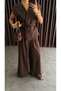 Women's Tie-Waist Vest Suit Brown - 8