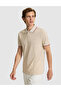 Beige Slim Fit 100% Cotton Buttoned Polo Collar T-Shirt 50310203-Vr011 - 3