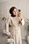 Liora Button Accessory Blouse-Waist Elastic Skirt Modest Design Women's Set - 5