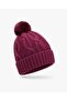 Women's Pompom Cotton Filay Beanie Fo 2654 Fuchsia Warm Winter Beanie with Shiny Yarn, Knitted Pattern, and Warm Keeping Properties - 2