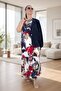 Crew Neck Japanese Style Sleeveless Side Slit Dress Single Button Closure Jacket Plus Size Two-Piece Set - 3