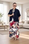 Crew Neck Japanese Style Sleeveless Side Slit Dress Single Button Closure Jacket Plus Size Two-Piece Set - 7
