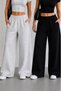 2 Li Black-Gray Women's Baggy Plus Size Sportswear Loose Fit Stretchy Comfortable Fabric Sweatpants