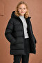 Girl's Fleece Sheepskin Hooded Waterproof Wind Resistant Inflatable Winter Coat with Pockets - 4