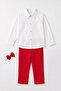 Boy's Milano White Shirt Red Pants Bow Tie Bottom Top Set October 29 Show Outfit - 8
