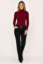Women's Black Slim Fit Button Detailed High Neck Blouse - 7