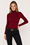 Women's Black Slim Fit Button Detailed High Neck Blouse - 5