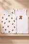 Children's Teddy Patterned 2-Pack Undershirt White/Navy Blue