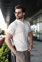 White Slim Fit Polo Collar Knitwear Men's T-Shirt E7491