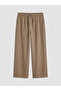 Brown Elastic Waist Modal Blend Women's Trousers