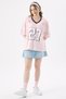 Crep Women's 27 Printed College Style V-Neck Short Sleeve T-Shirt Relaxed Fit 100% Cotton - 7
