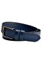 Navy Blue Genuine Leather Solid Color Stitched Model 4 Cm. Wide Sports Belt // 405-28 - 3