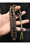 Special Large Cut Model Gold Color Foil Gray Color Powder Amber Prayer Beads - 2