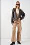 Women's Short Faux Leather Jacket 1058 - Brown - 2