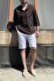 Men's Regular Fit Mandarin Collar Cotton Linen-Look Shirt 24INPG07 - 3